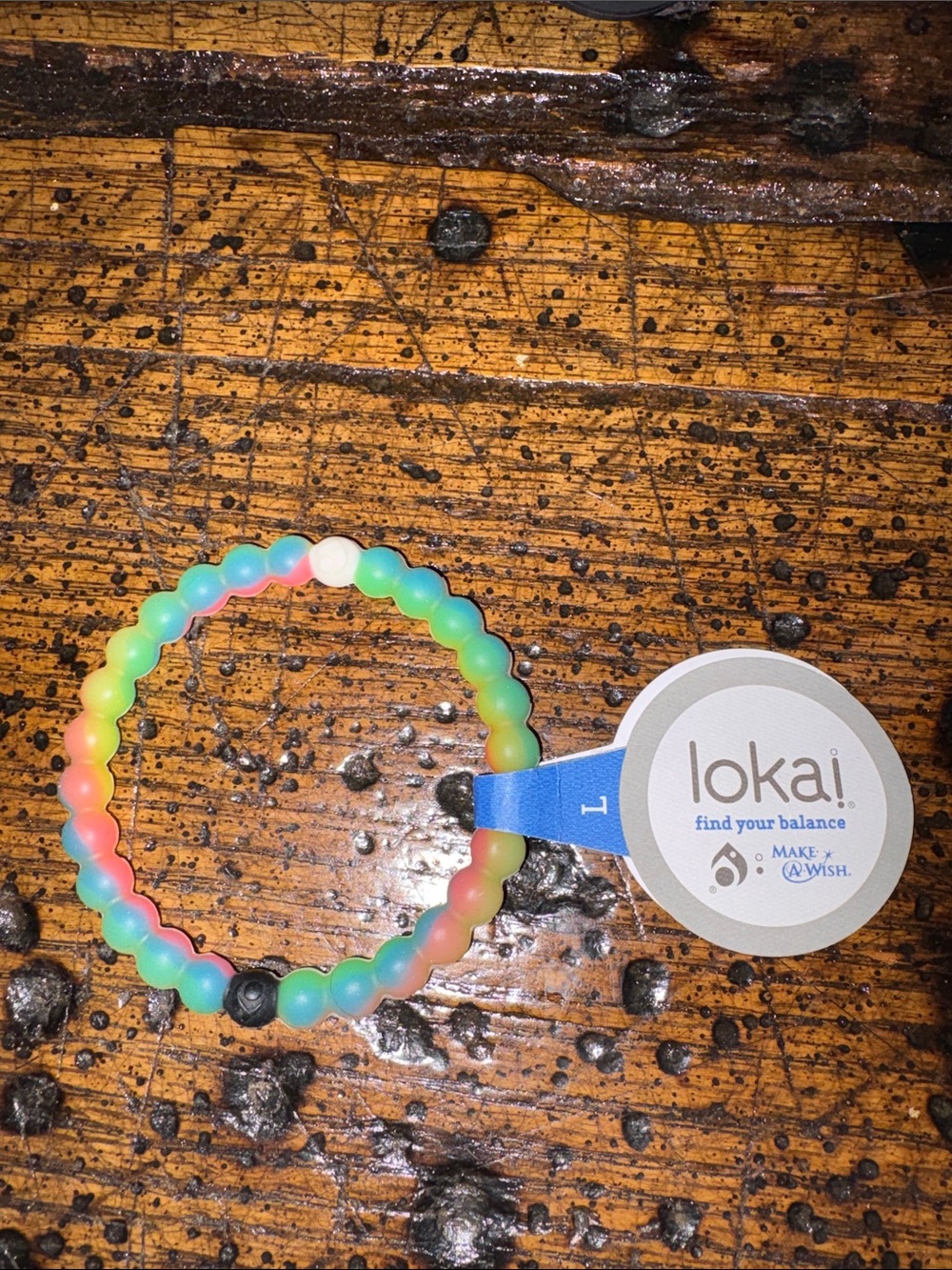Lokai Pastel Rainbow Silicone Beaded Bracelet with Black and White Accents